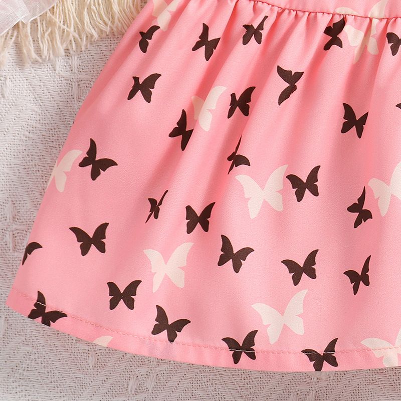 Children Girls Clothing Set Summer Bowknot Sleeveless Cotton Two Piece Suit Kids Clothes Girls Bow T-shirt + Printed Shorts Two Sets of Pantsuits Casual Outfit Baby Clothes Sets