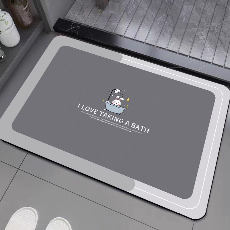 3.5mm Extra Thick Solid Color Bathtub Mats Home Non-slip Foot Absorbent Quick-drying Door Mat Bathroom Water Absorbent Rug Set Rubber Diatom Mud Anti Slip Diatomite Carpet Bath Mat Doormats Carpets