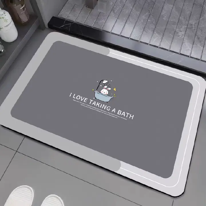3.5mm Extra Thick Solid Color Bathtub Mats Home Non-slip Foot Absorbent Quick-drying Door Mat Bathroom Water Absorbent Rug Set Rubber Diatom Mud Anti Slip Diatomite Carpet Bath Mat Doormats Carpets