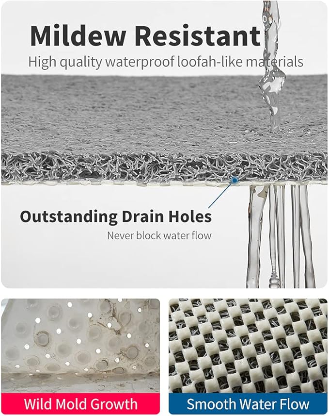 Extra thick Non-Slip PVC Anti-Slip Spa Shower Bath Mat Rug Carpet Non-Toxic With Suction Cups Machine Washable for Bathroom Tub Bathtub Mats