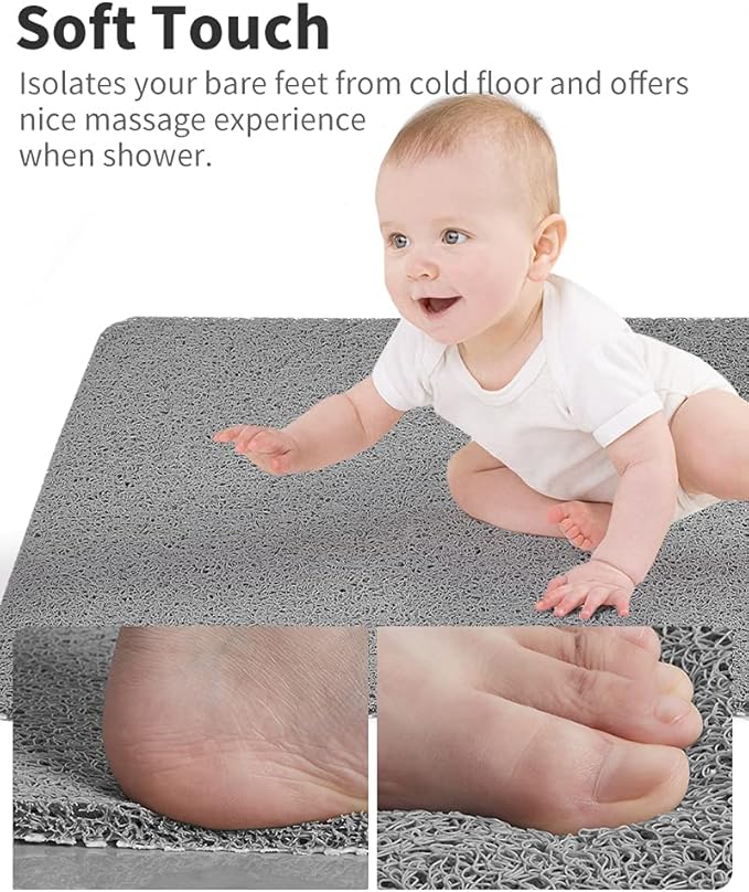 Extra thick Non-Slip PVC Anti-Slip Spa Shower Bath Mat Rug Carpet Non-Toxic With Suction Cups Machine Washable for Bathroom Tub Bathtub Mats