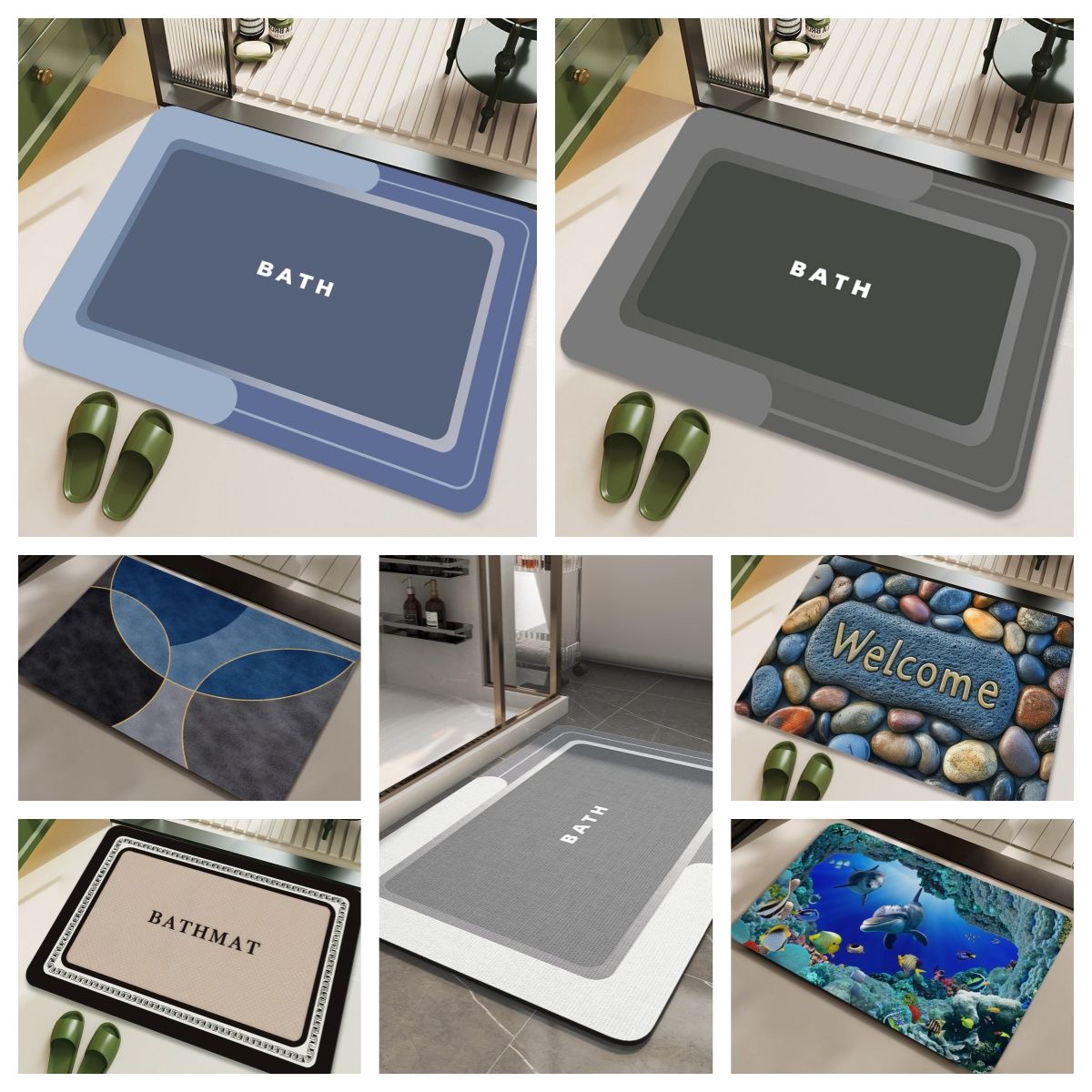 3.5mm Extra Thick Bath Mat-Bathroom Mat Rug Non Slip Super Absorbent Stain Resistant Quick Dry Thin Bath Rug-Bath Mats Carpet for Bathroom Floor Bathtub Mats-Bathmat Bath Rug Easy Care Doormats