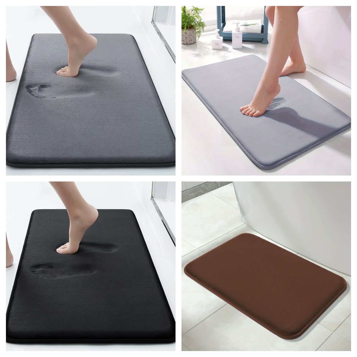 Extra thick Solid Color Polyester Memory Sponge Flat Mat Toilet Door Non-slip Carpet Bathroom Absorbent Mat U Shape Mat Bath Rugs Doormats Bathtub Mats