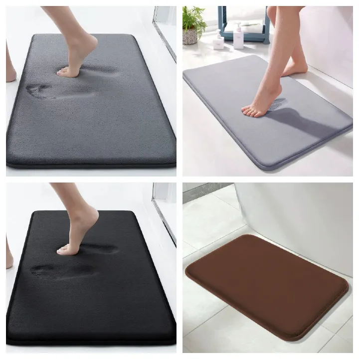 Extra thick Solid Color Polyester Memory Sponge Flat Mat Toilet Door Non-slip Carpet Bathroom Absorbent Mat U Shape Mat Bath Rugs Doormats Bathtub Mats