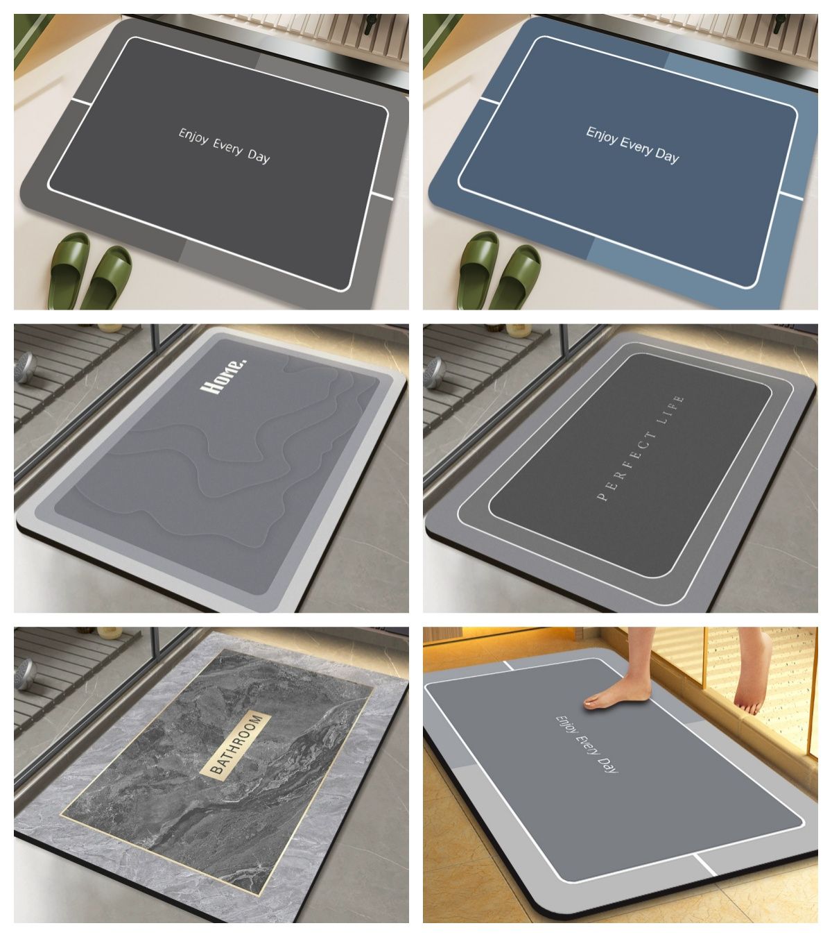 3.5mm Extra Thick Quick-Drying Water-Absorbent Non-Slip Floor Mat Crystal Velvet Kitchen Entrance Door Mat Stain-resistant Carpet Bathroom Bath Rugs Doormats Bathtub Mats