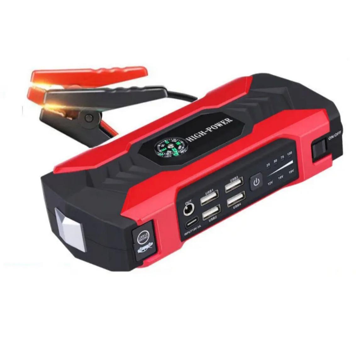 Portable 12V 99800mAh High Power Car Jump Starter Battery Booster Power With Built in Tire inflator Air Compressor pump and LED Flashlight.