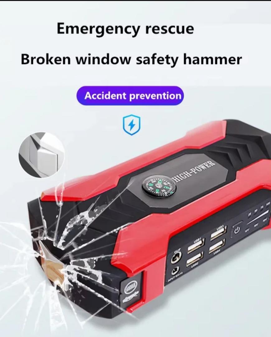 Portable 12V 99800mAh High Power Car Jump Starter Battery Booster Power With Built in Tire inflator Air Compressor pump and LED Flashlight.