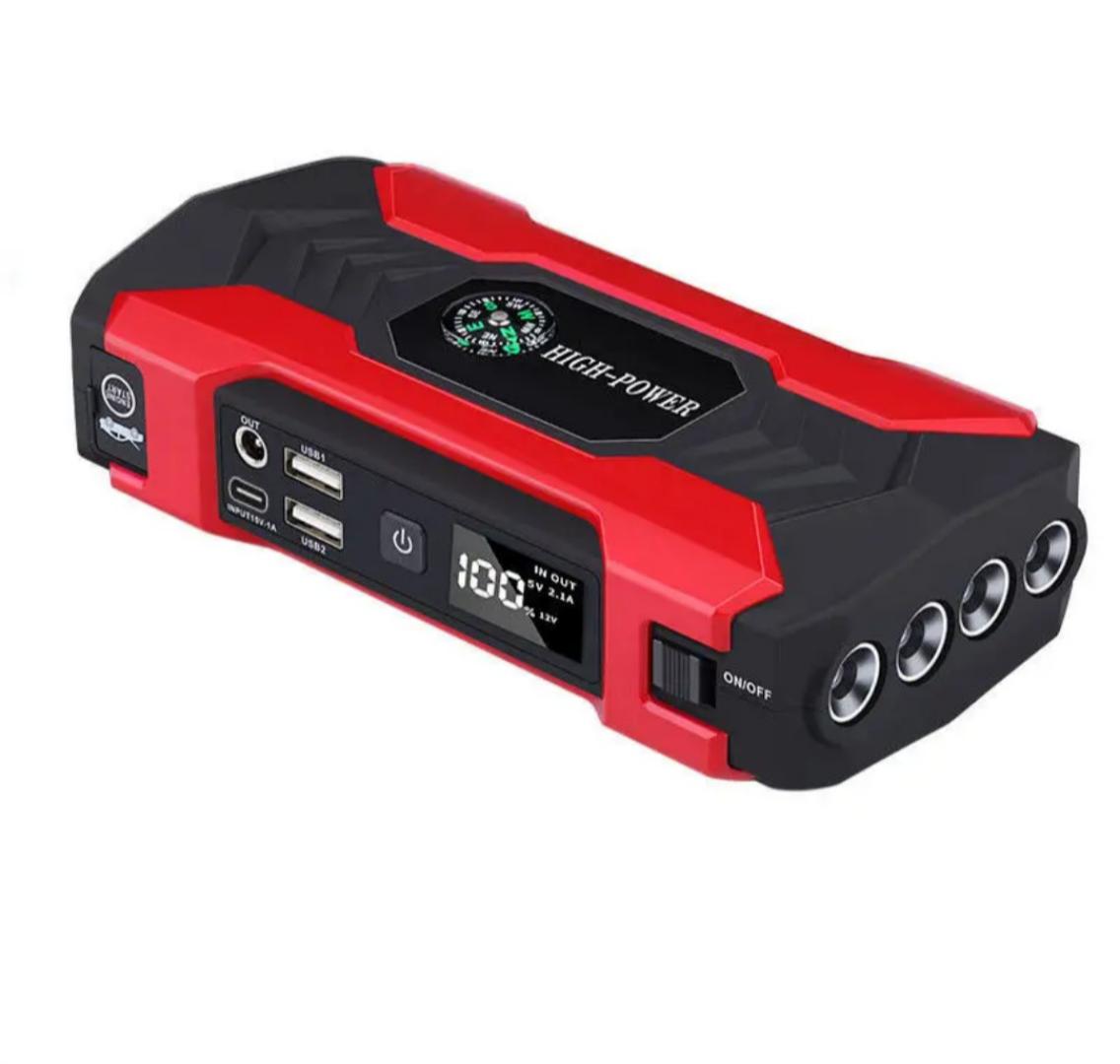 Portable 12V 99800mAh High Power Car Jump Starter Battery Booster Power With Built in Tire inflator Air Compressor pump and LED Flashlight.