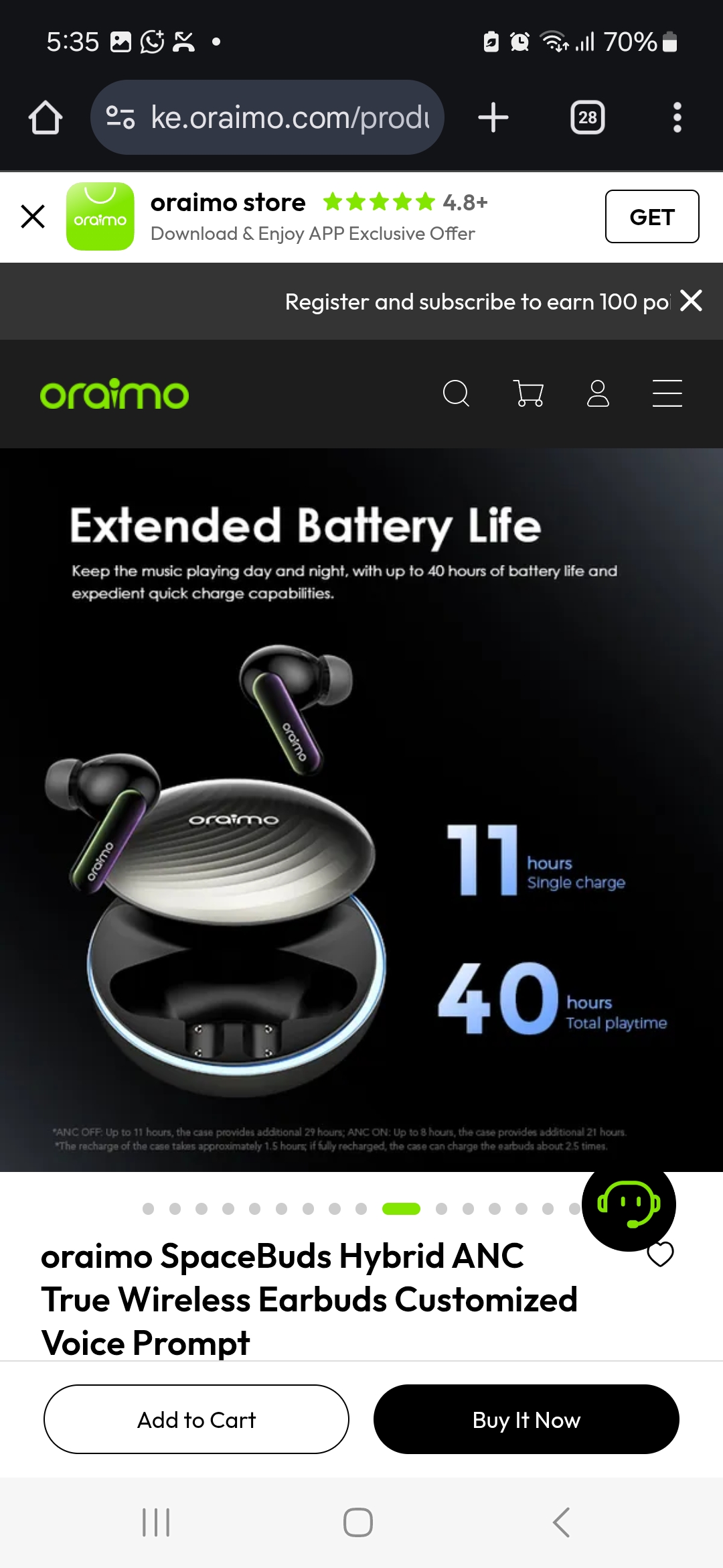 ORAIMO SPACE BUDS HYBRID ANC OSW-630 TRUE WIRELESS EARBUDS CUSTOMIZE VOICE PROMPT.
