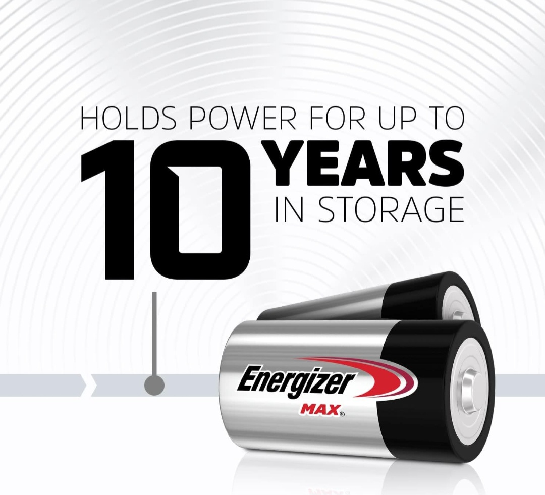 ENERGIZER MAX D BATTERIES (2 PACK). D CELL ALKALINE BATTERIES.