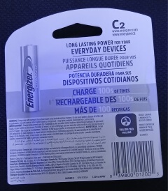 ENERGIZER C2 RECHARGEABLE BATTERY SIZE 2C PACK LONG LASTING POWER FOR YOUR EVERYDAY DEVICES CHARGE 100S OF TIMES.