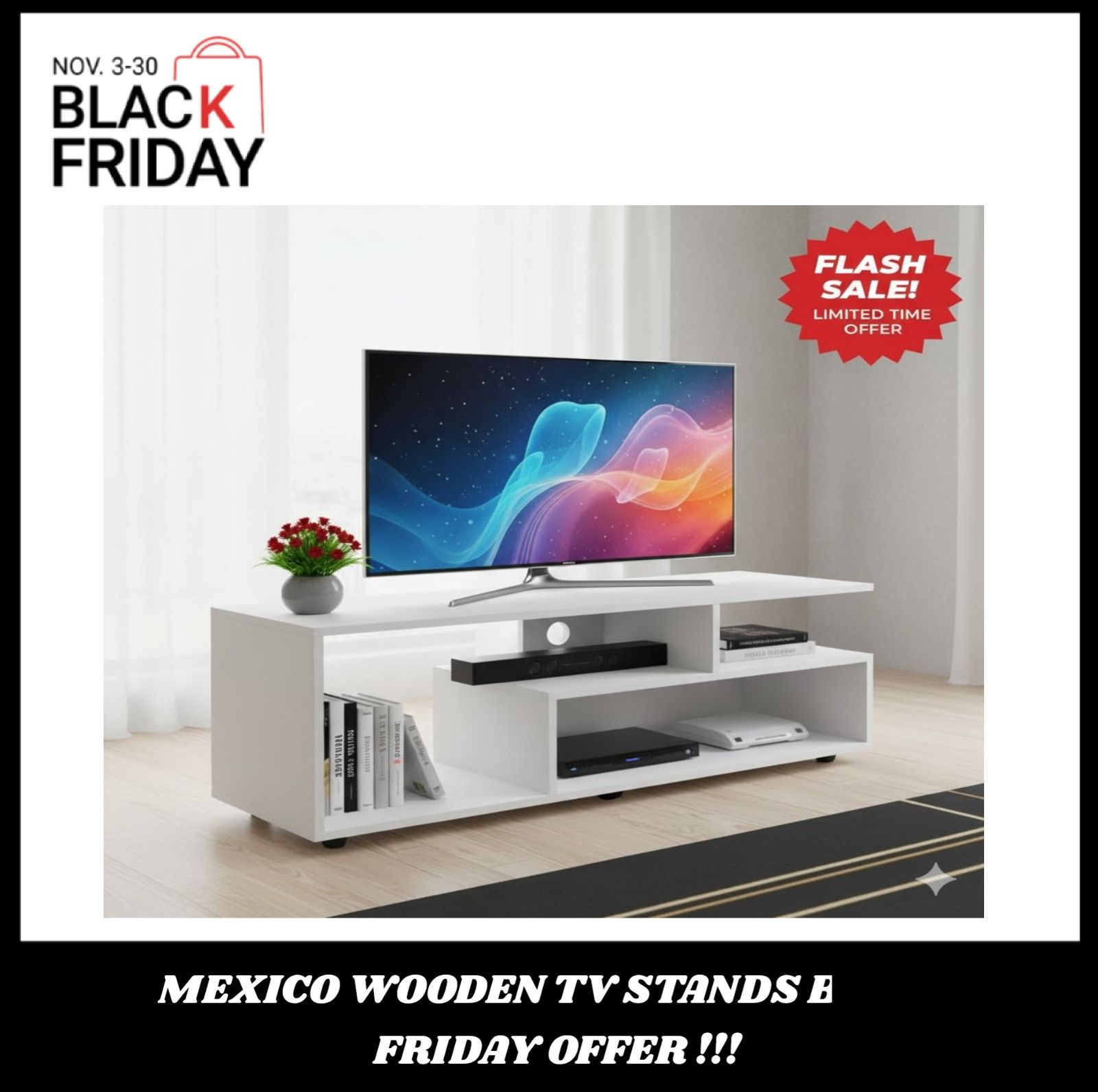 Mexico Modern Wooden TV Stand For Up To 55" TV