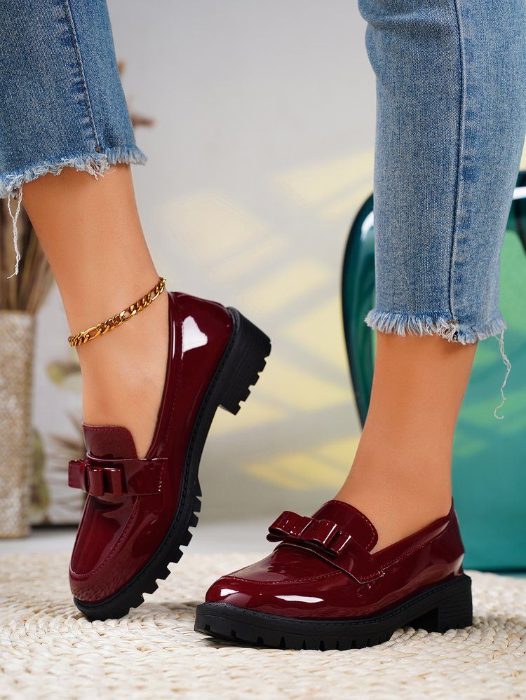 Stylish Ladies Brogues//Women brogues//Wet-look Casual,Office boyfriend Shoes-Maroon