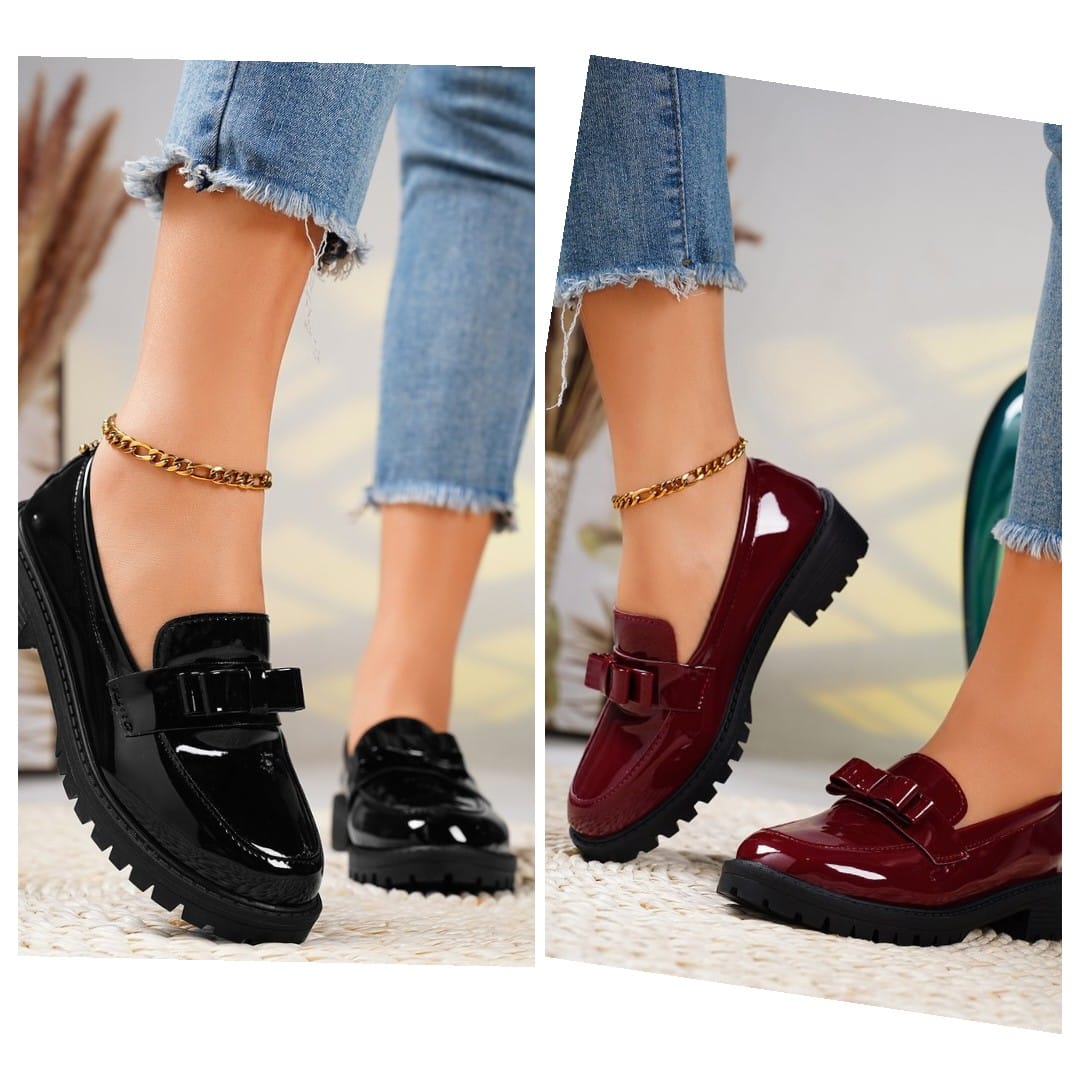 Stylish Ladies Brogues//Women brogues//Wet-look Casual,Office boyfriend Shoes-Maroon