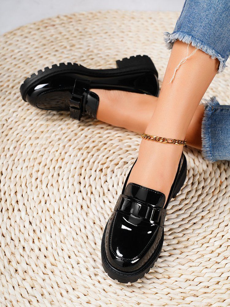 Stylish Ladies Brogues//Women brogues//Wet-look Casual, Office boyfriend Shoes-Black