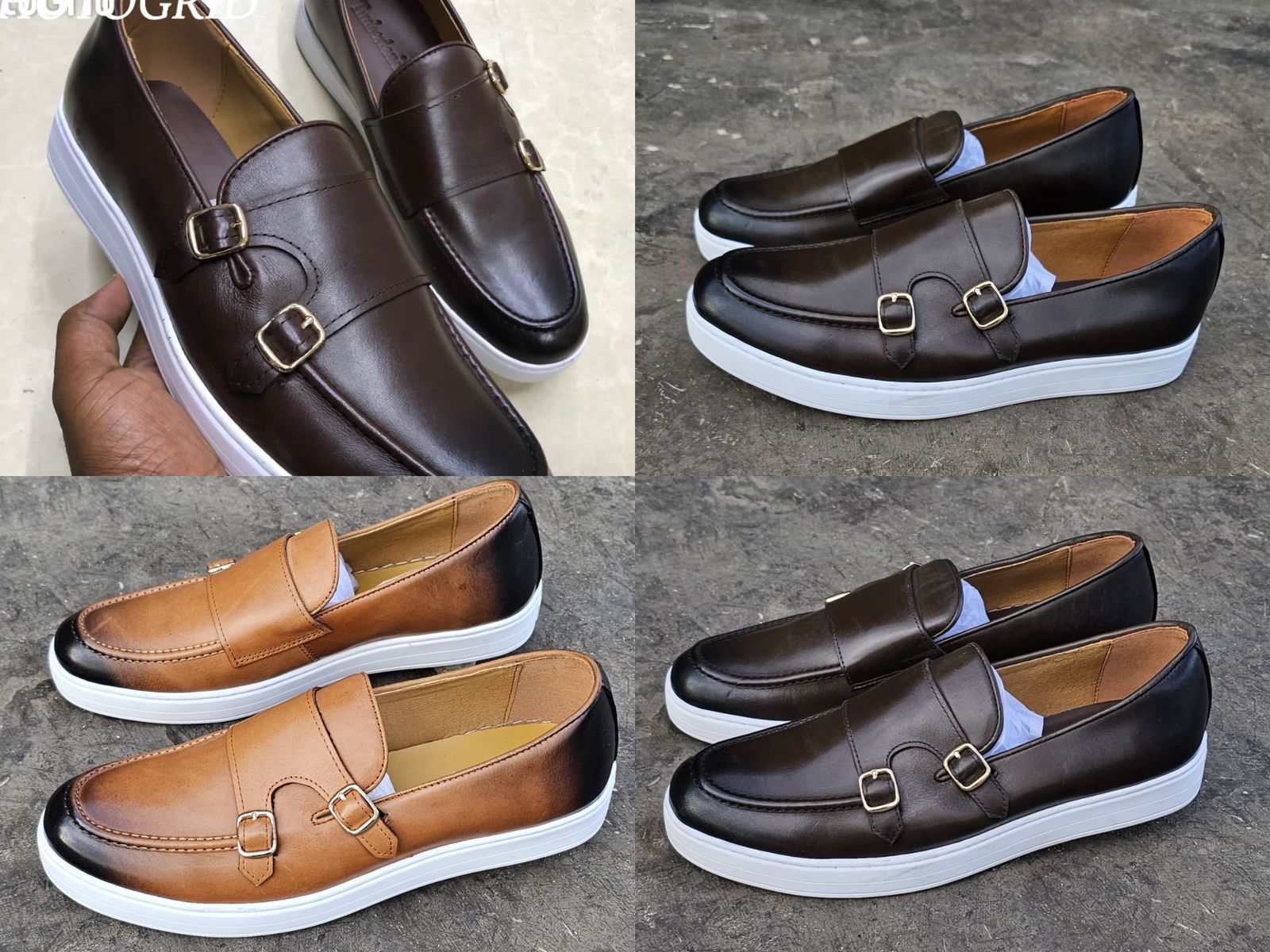 Classic Double Monk// Strappy Slip-on Loafers// Oxford, leather men shoes-Black