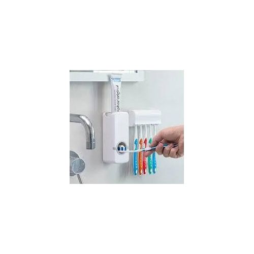 Automatic Toothpaste Dispenser & Toothbrush Holder, Wall Mount Toothpaste Dispenser And Brush Holder, Hands-Free Toothpaste Dispenser Set