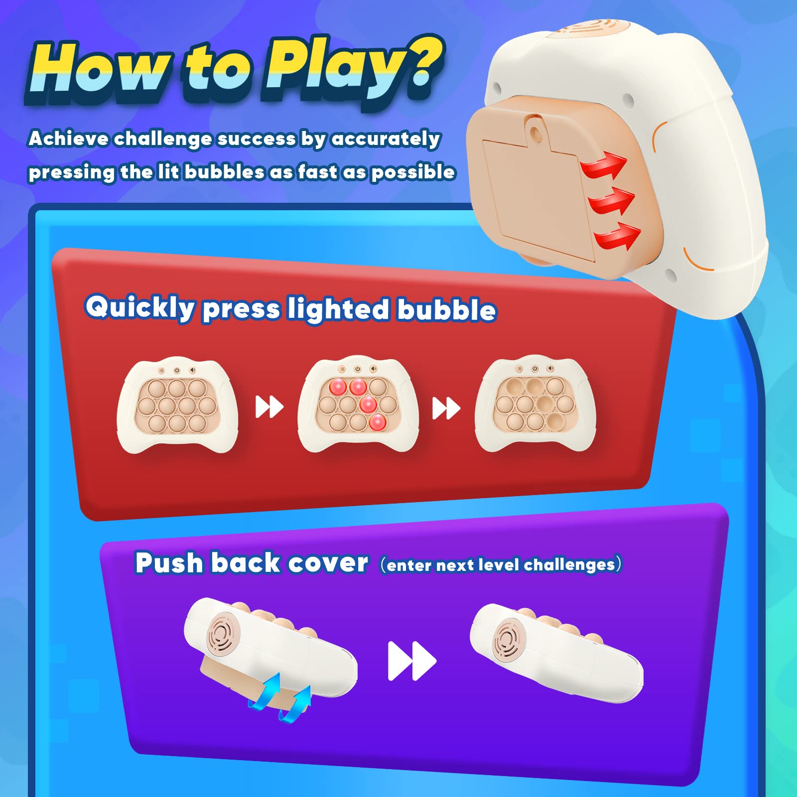 Handheld Game Sensory Fidget Toys for Kids Age 6-12, Birthday Gifts for 3 4 5 6 7 8 9 Year Old Boys & Girls & Teens-White