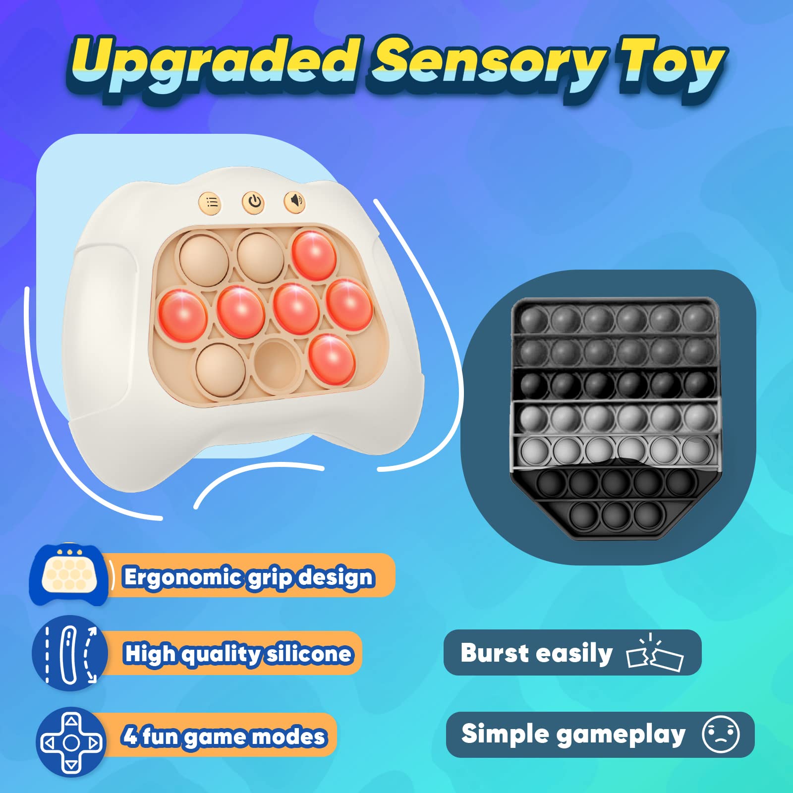 Handheld Game Sensory Fidget Toys for Kids Age 6-12, Birthday Gifts for 3 4 5 6 7 8 9 Year Old Boys & Girls & Teens-White