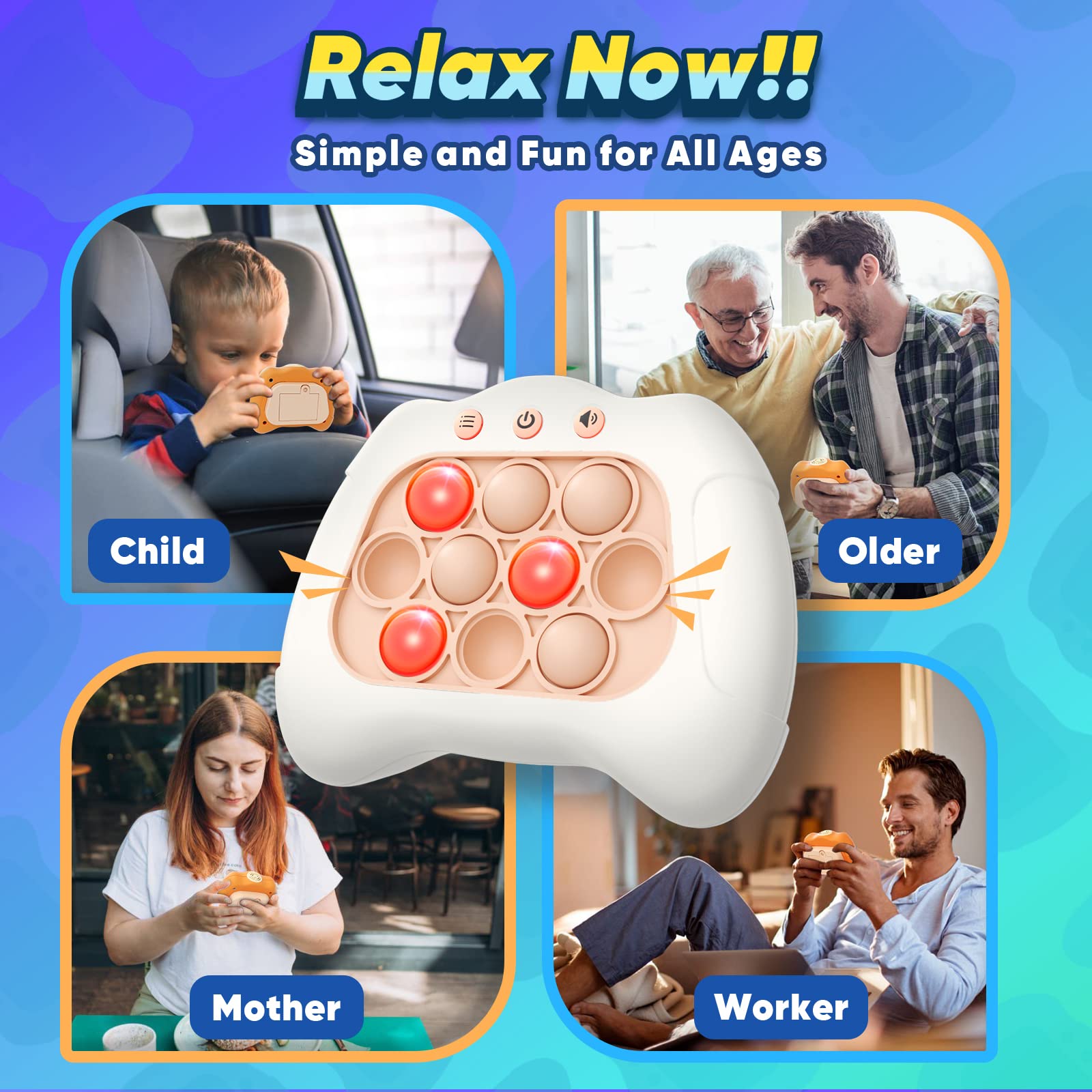 Handheld Game Sensory Fidget Toys for Kids Age 6-12, Birthday Gifts for 3 4 5 6 7 8 9 Year Old Boys & Girls & Teens-White
