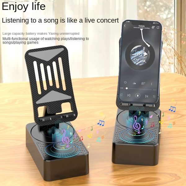 Unique mobile phone holder speaker three-in-one power bank rotating charging lazy live desktop tablet holder multifunctional