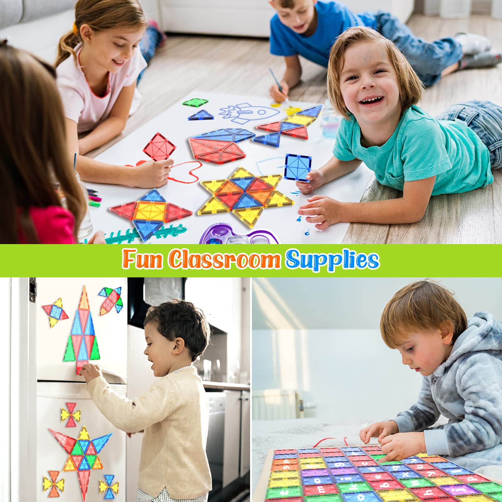 Magnetic Building Tiles for Kids,40 PCS Educational Magnetic Stacking Blocks for Boys Girls, Magnets Construction Toys,Stem Preschool Kindergarten Learning Toys