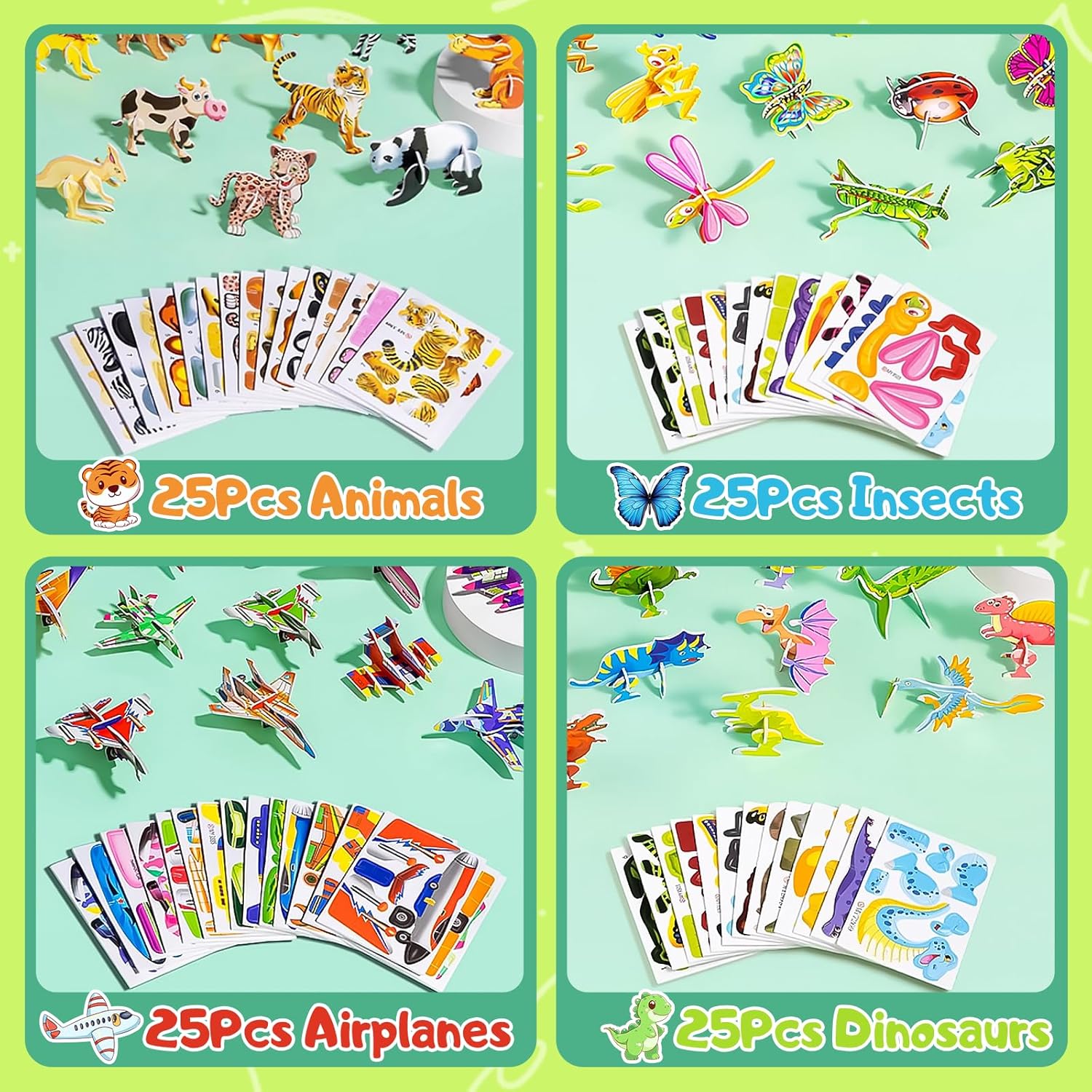 Educational 3D Cartoon Puzzle,3D Cartoon Jigsaw Creative Learning Model for for Boys & Girls Art DIY Craft Gift Decor