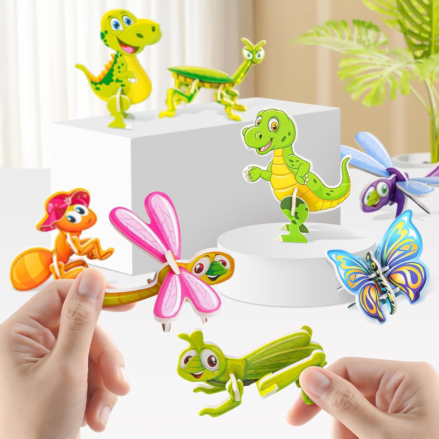 Educational 3D Cartoon Puzzle,3D Cartoon Jigsaw Creative Learning Model for for Boys & Girls Art DIY Craft Gift Decor