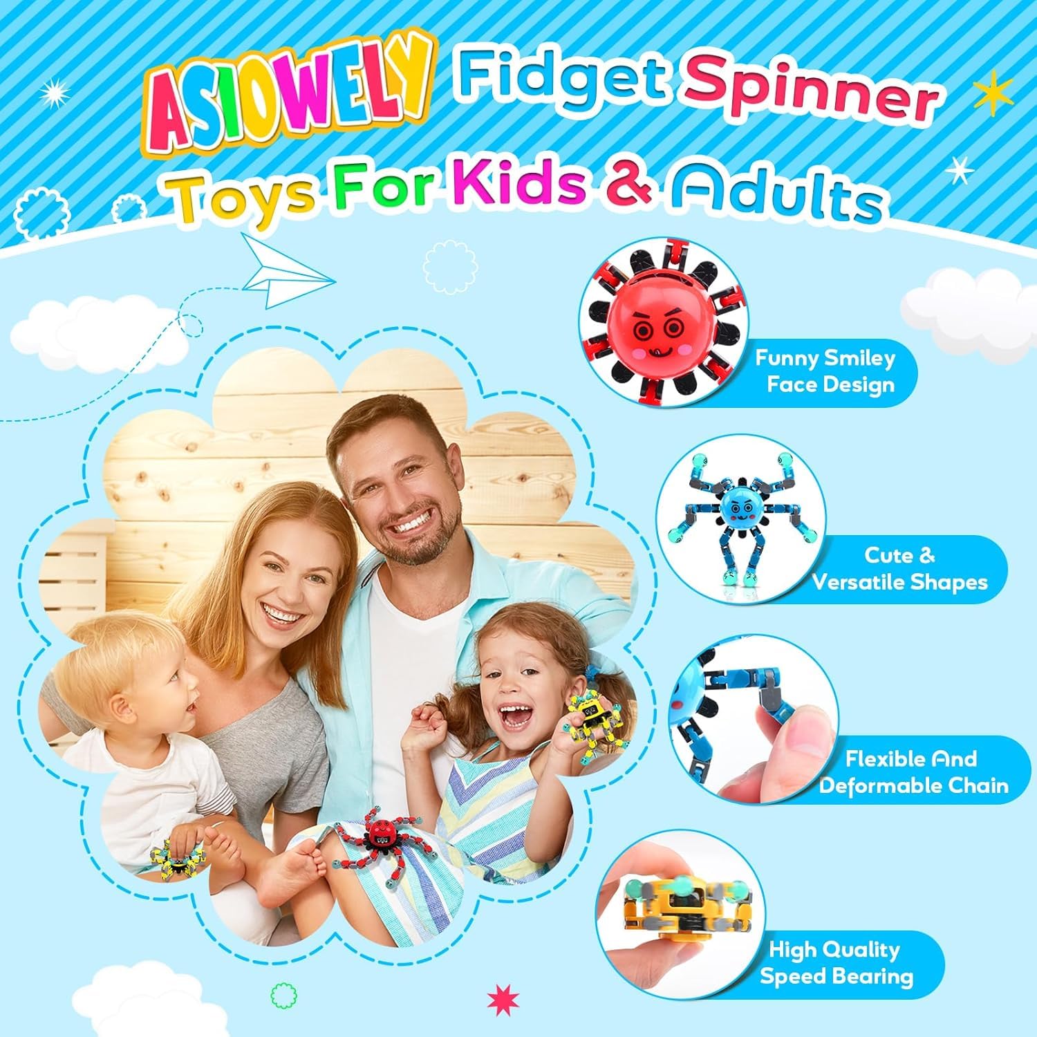 Transformable Fidget Spinner Toys for Kids and Adults, Teens with Autism ADHD Anxiety Relief,Birthdays Gifts for Boys Girl Travel Game