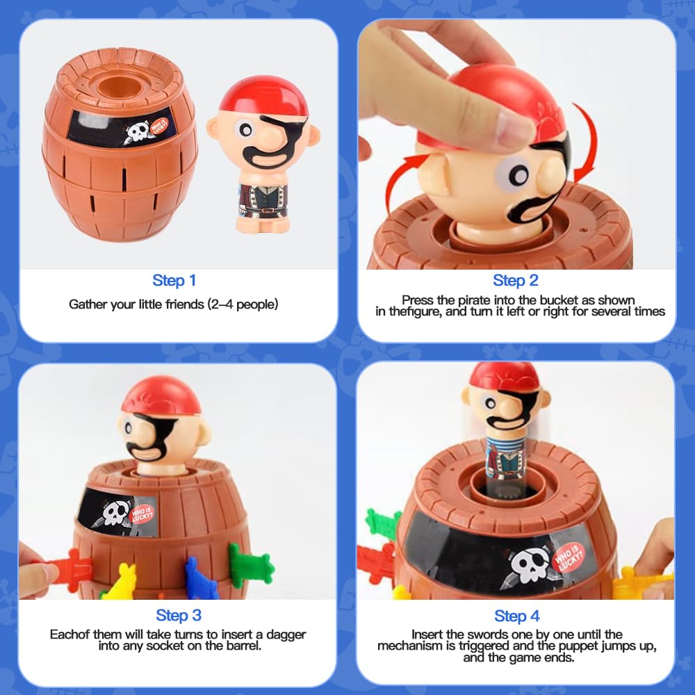 Pirate Board Game, Montessori Family Gathering Games, Childrens Funny Toy Cubes, Childrens Board Games Boys and Girls Gifts.