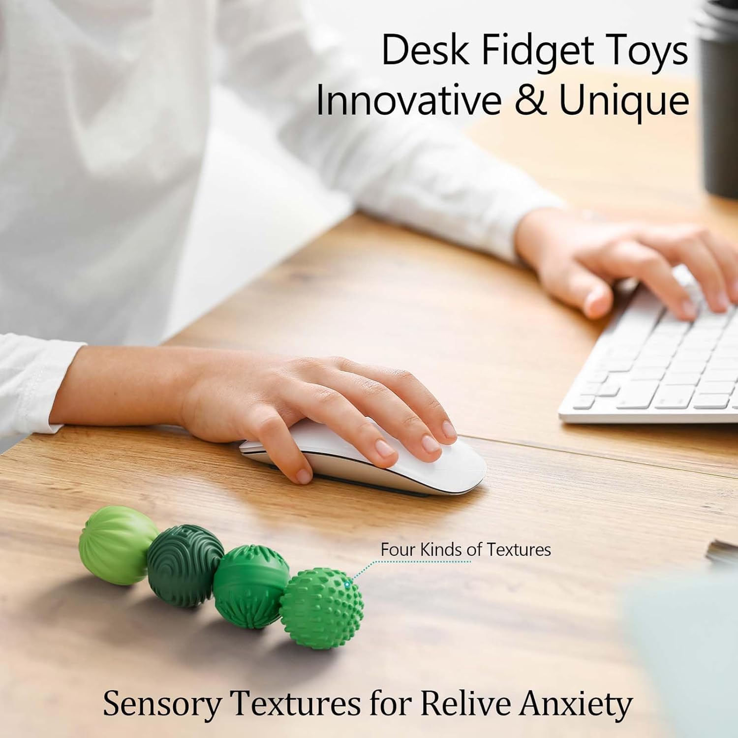 Silicone Magnetic Balls Fidget Toys for Adults & Teens,4PCS Stress Relief Sensory Toys for Autism ADHD Anxiety,Fun Textures Gadgets,Office Desk Toy,Stocking Stuffers for Women Men Teen Gift