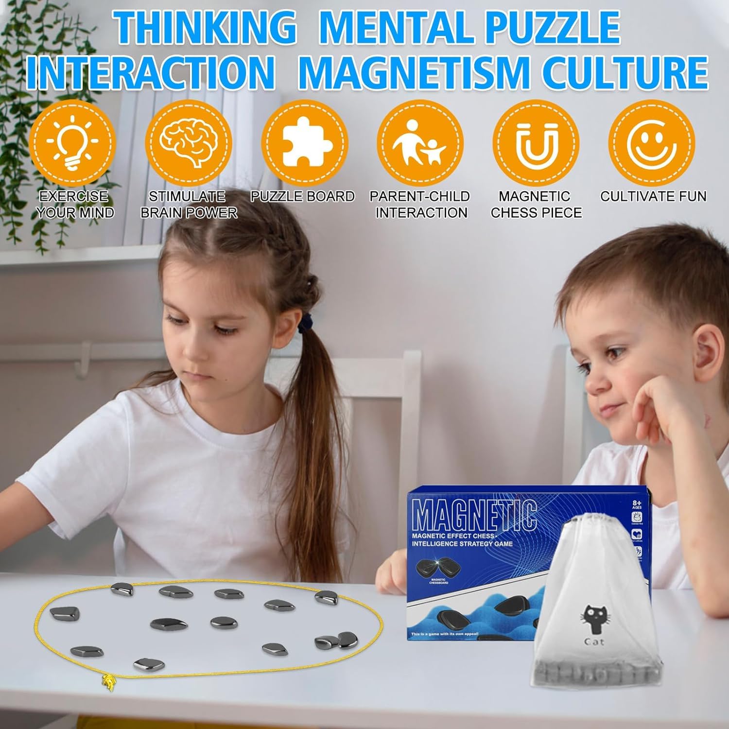 Magnetic effect chess children's leisure game interactive board game logical thinking magnet battle chess educational toy