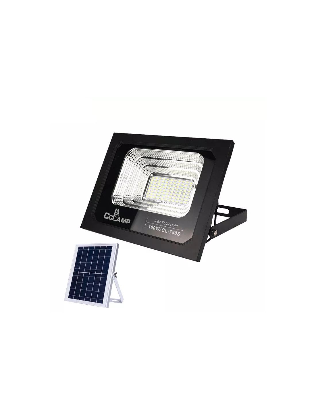 100Watts Solar LED Flood Light CCLAMP CL-750S with 16W Solar Panel and Lithium Iron Phosphate Battery 15000mAh