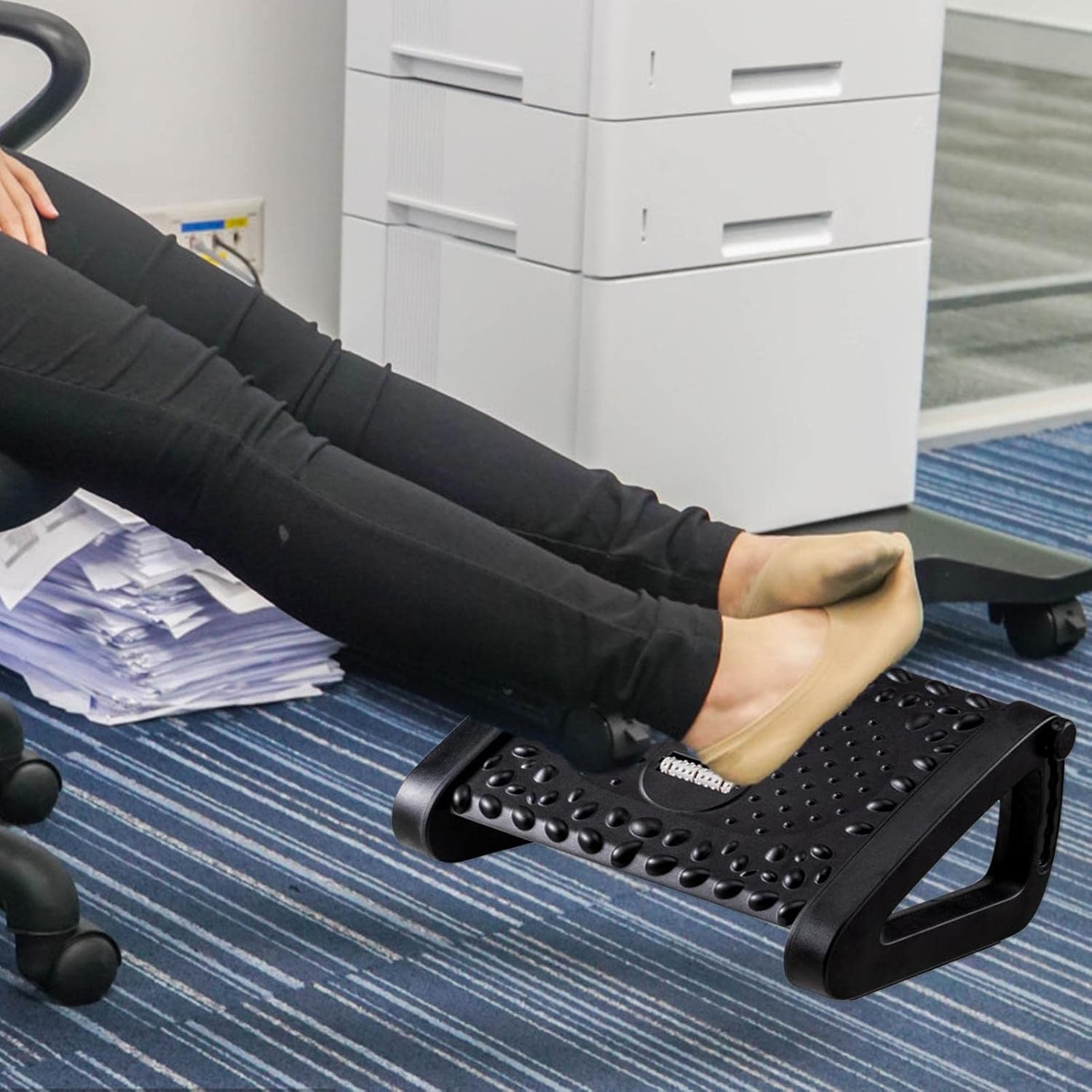 Under Desk | 6 Heights Adjustable Footrest | Foot Stool for Office Chair & Chair, Ergonomic Design