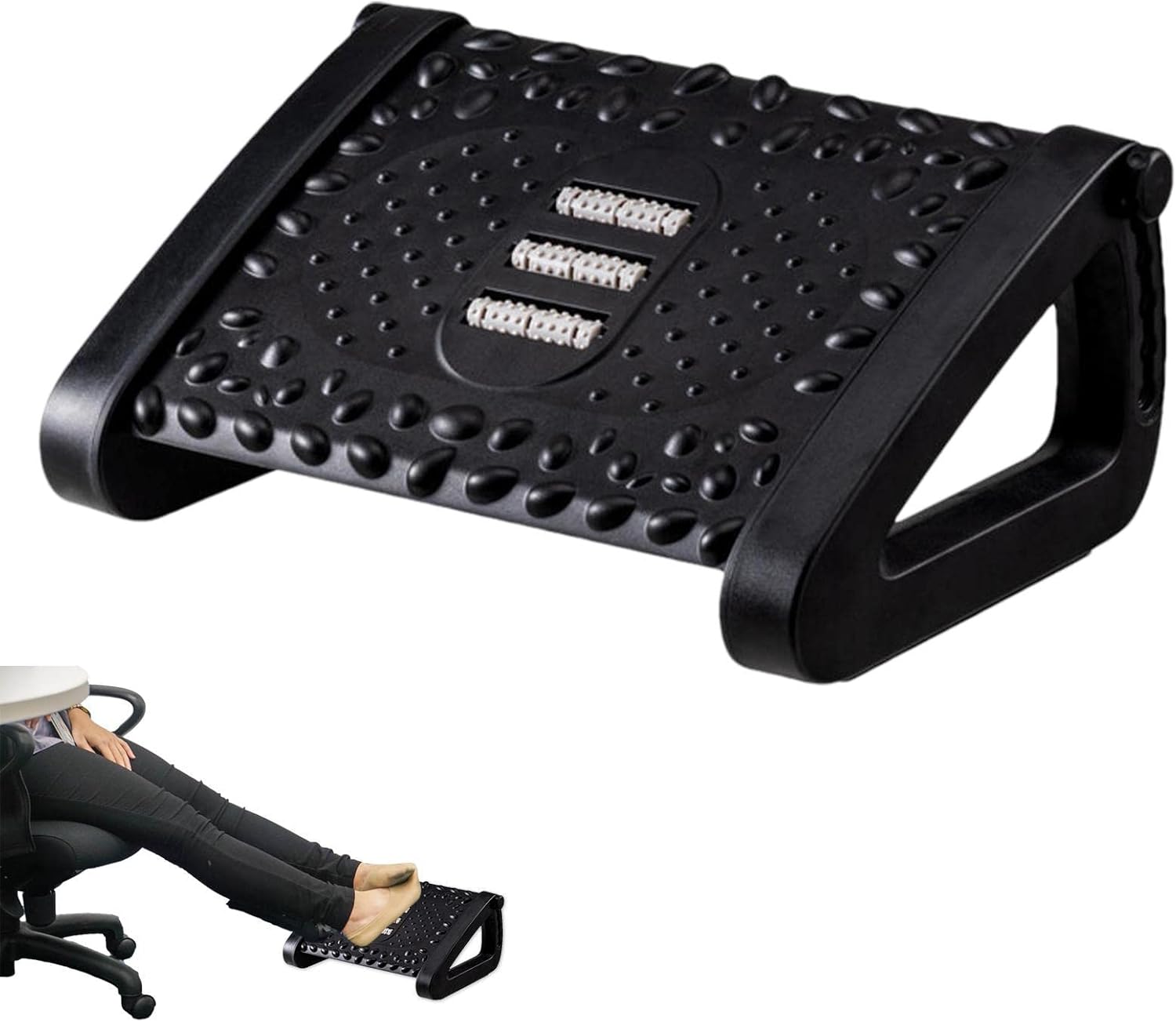Under Desk | 6 Heights Adjustable Footrest | Foot Stool for Office Chair & Chair, Ergonomic Design
