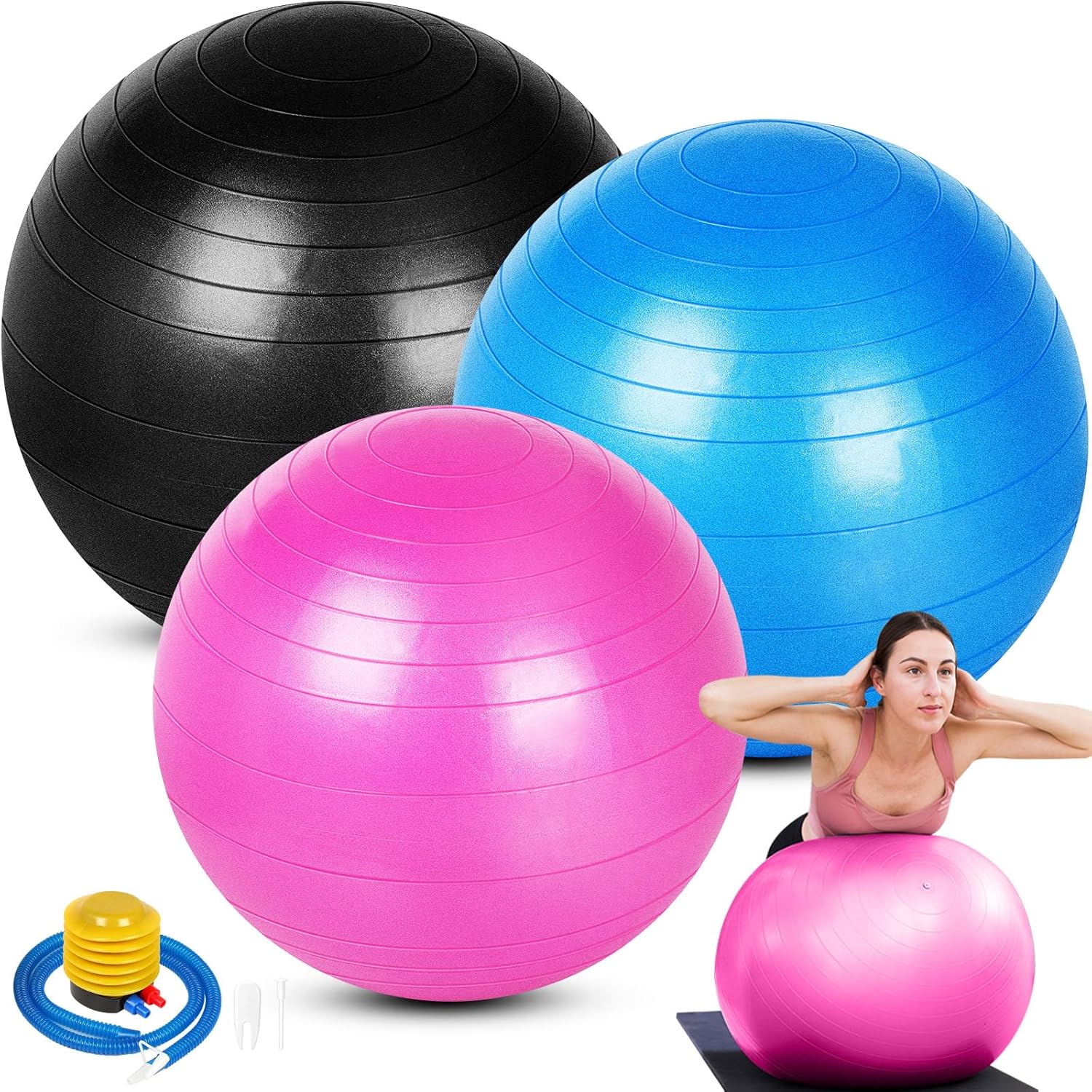 Anti-burst Yoga Ball for Physical Fitness Exercises PLUS A FREE PUMP