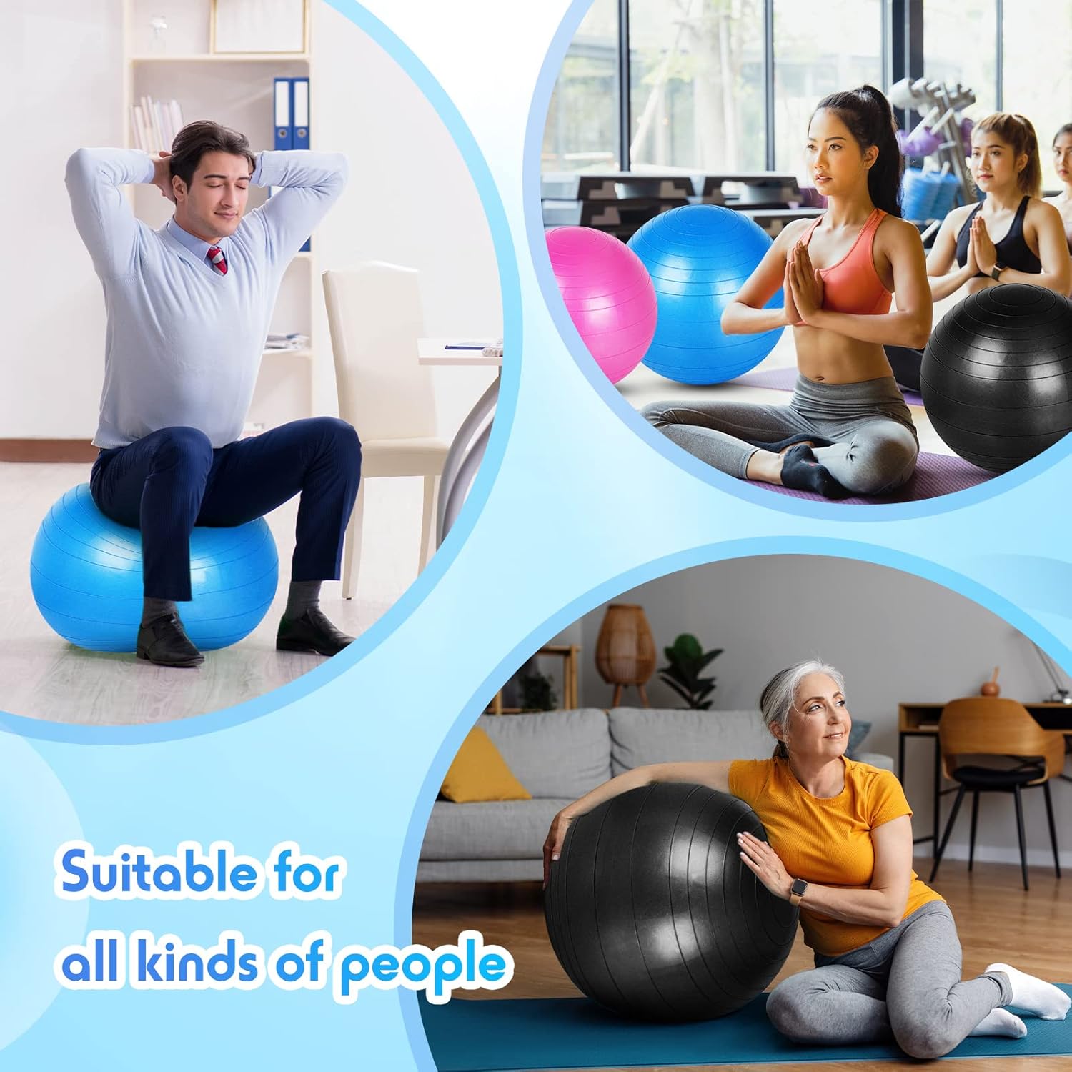Anti-burst Yoga Ball for Physical Fitness Exercises PLUS A FREE PUMP