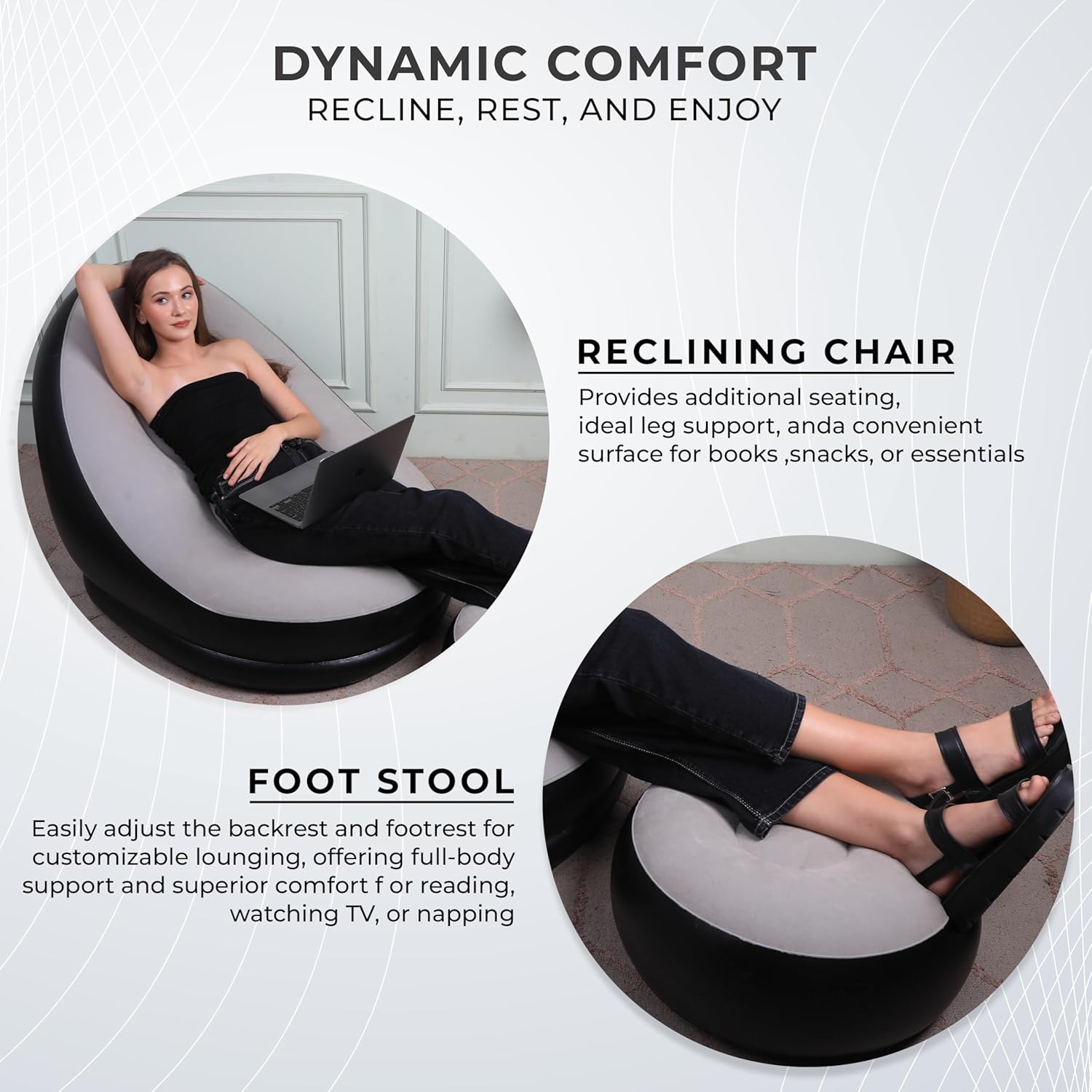 nflatable Lazy Sofa with foot step Air Chair Inflatable Reclining Lazy Couple Sofa with Footstool Sofa for Home Outdoor Garden Furniture Terrace Chairs To Rest with free pump