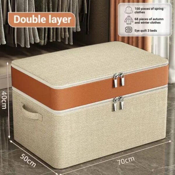 Closet Organizers and Storage Double Layer Oxford Zipper Clothes Storage Bag Wardrobe Storage Box Portable Storage Bag Winter Quilt Storage Box