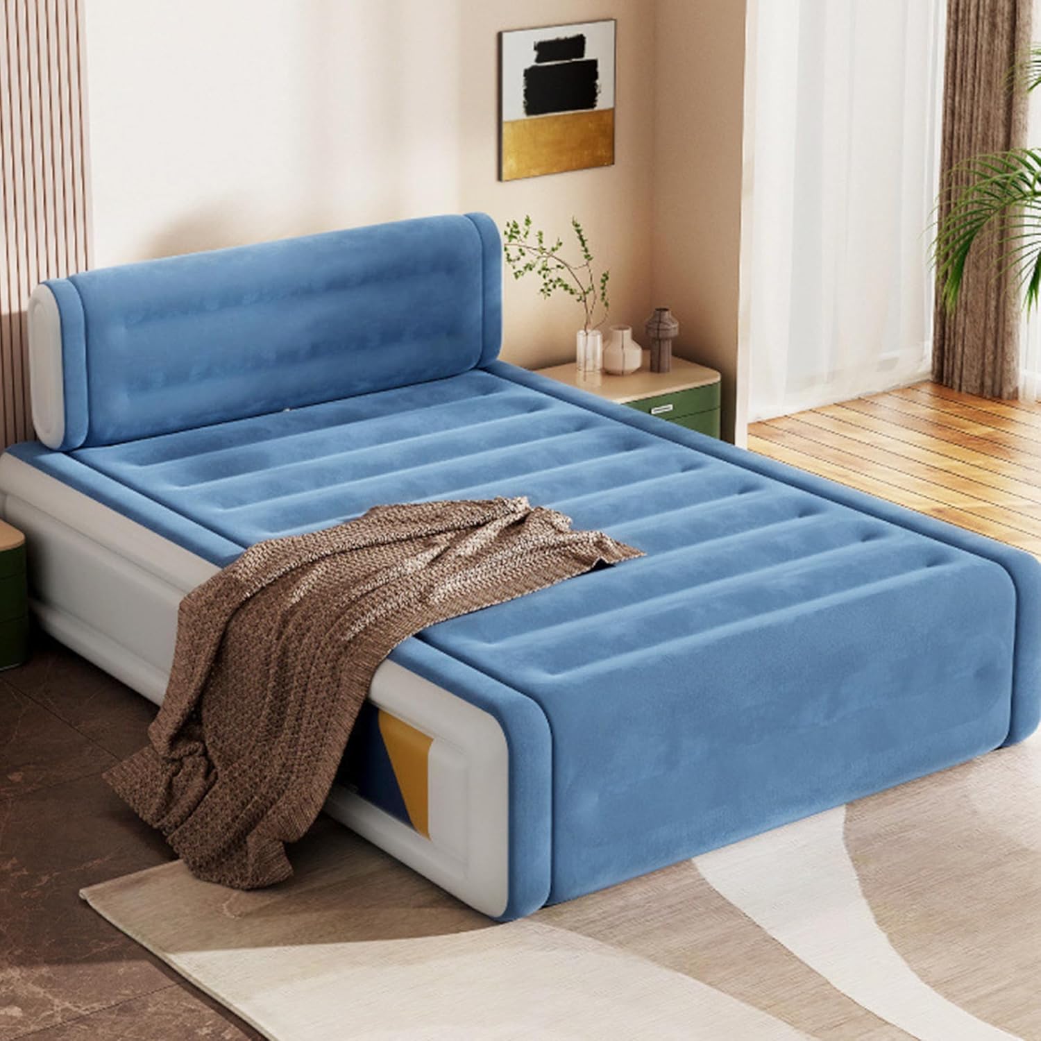 Double Air Mattress with Built in Pump, 18'' Raised Blow Up Inflatable Mattress, 3 Min Fast Inflate/Deflate, Waterproof Air Bed for Home, Camping, Guest & Double, 770lb Weight Capacity