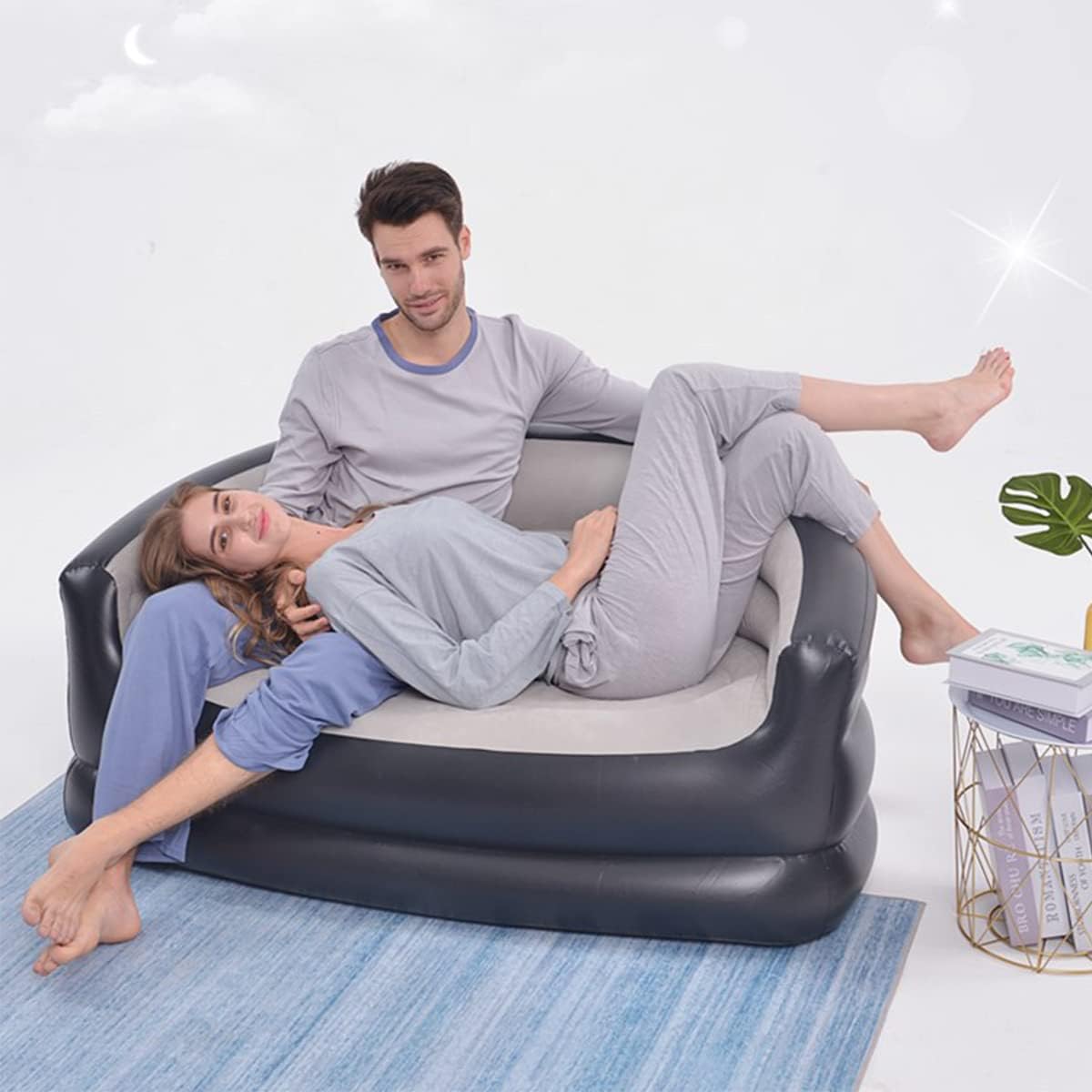 Inflatable 2 Seater Couch Blow Up Air Sofa with Comfort Flocked Surface