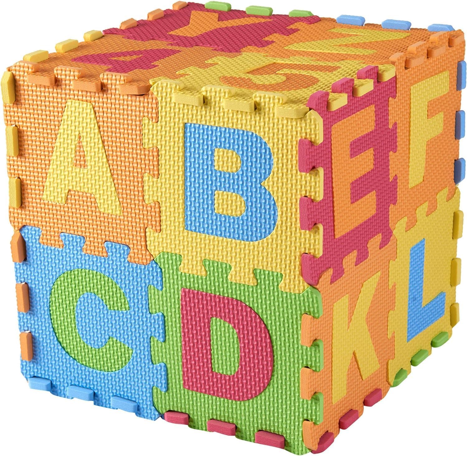 Kids Foam Play Mat Interlocking Alphabet and Numbers Floor Puzzle Colorful EVA Tiles Girls, Boys Soft, Reusable, Easy to Clean