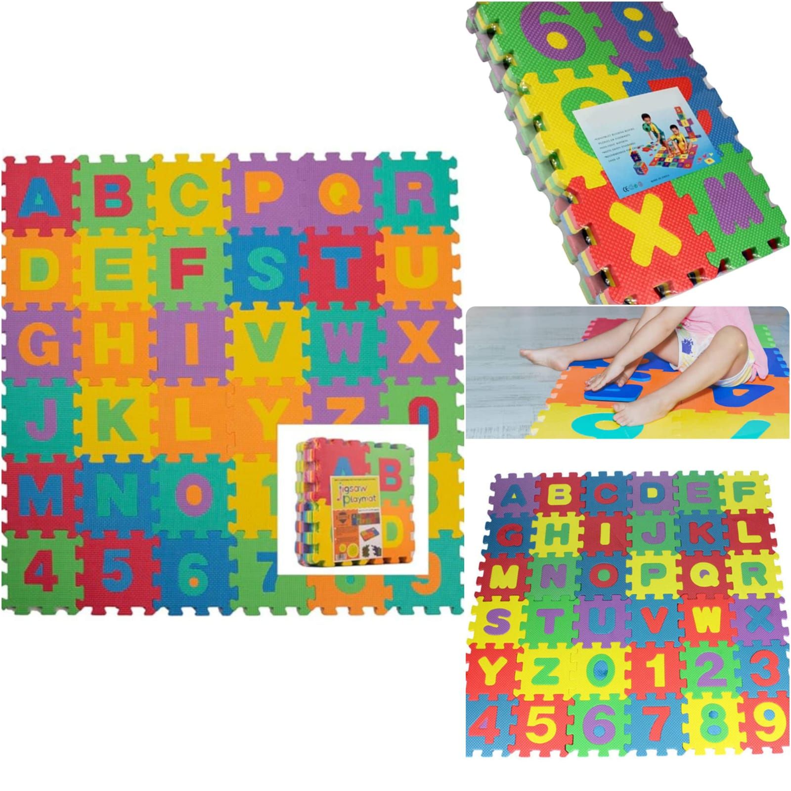 Kids Foam Play Mat Interlocking Alphabet and Numbers Floor Puzzle Colorful EVA Tiles Girls, Boys Soft, Reusable, Easy to Clean