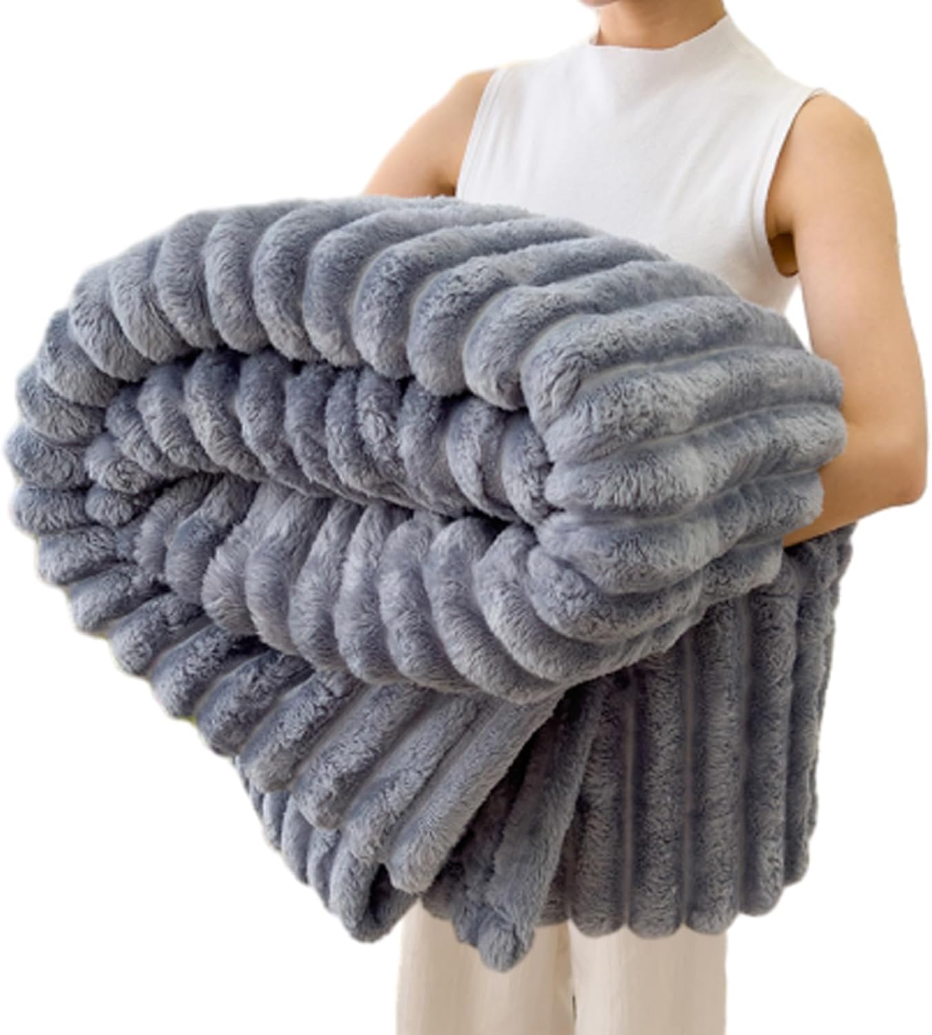 Home Bedding Blanket, Chuai Rabbit Plush Nap Blanket, Office Milk Fleece Flannel Warm Thickened Comfortable Sofa Throw Blanket
