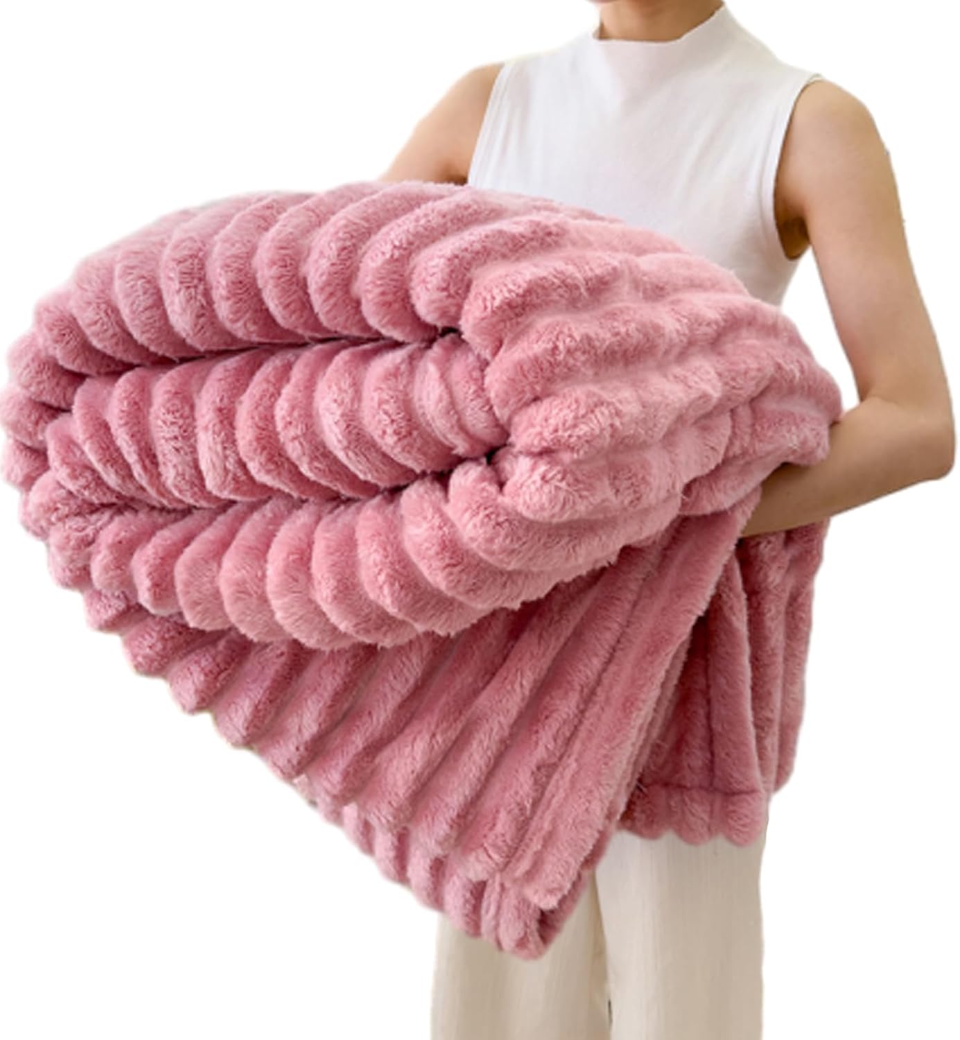 Home Bedding Blanket, Chuai Rabbit Plush Nap Blanket, Office Milk Fleece Flannel Warm Thickened Comfortable Sofa Throw Blanket