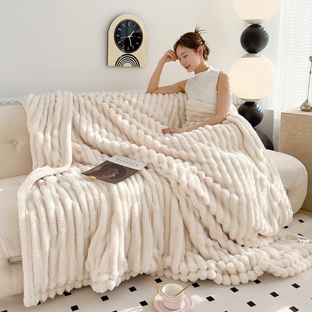 Home Bedding Blanket, Chuai Rabbit Plush Nap Blanket, Office Milk Fleece Flannel Warm Thickened Comfortable Sofa Throw Blanket
