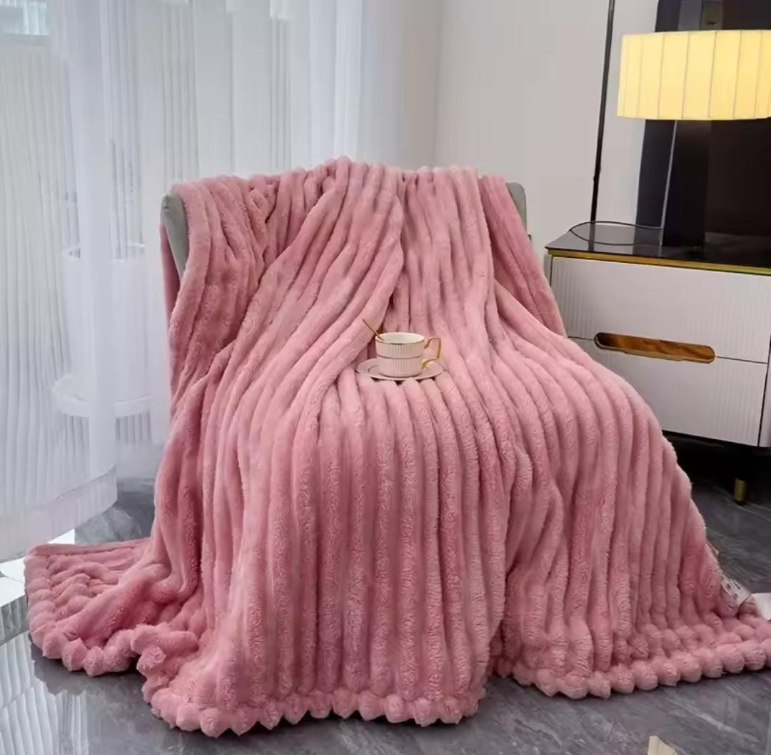 Home Bedding Blanket, Chuai Rabbit Plush Nap Blanket, Office Milk Fleece Flannel Warm Thickened Comfortable Sofa Throw Blanket