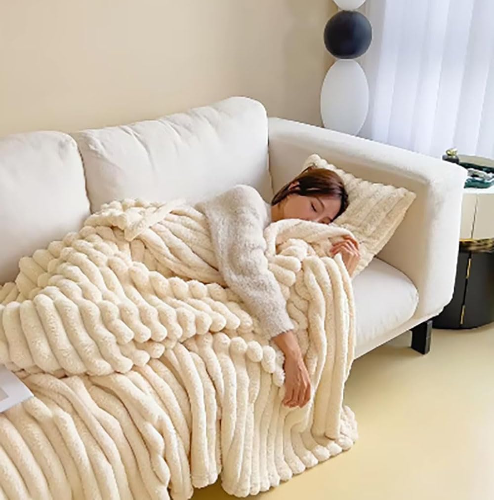 Home Bedding Blanket, Chuai Rabbit Plush Nap Blanket, Office Milk Fleece Flannel Warm Thickened Comfortable Sofa Throw Blanket