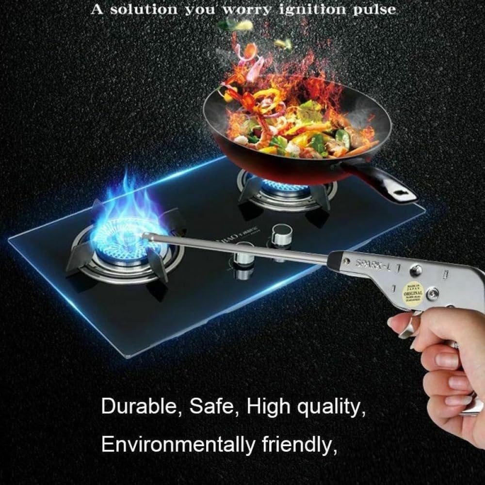 Electric Igniter Spark Gas Lighter for Kitchen Stove Steel,Lighter for Kitchen Stove Steel,Pistol Shape Stainless Steel Igniter Spark Lighter for Kitchen Stove (steel)