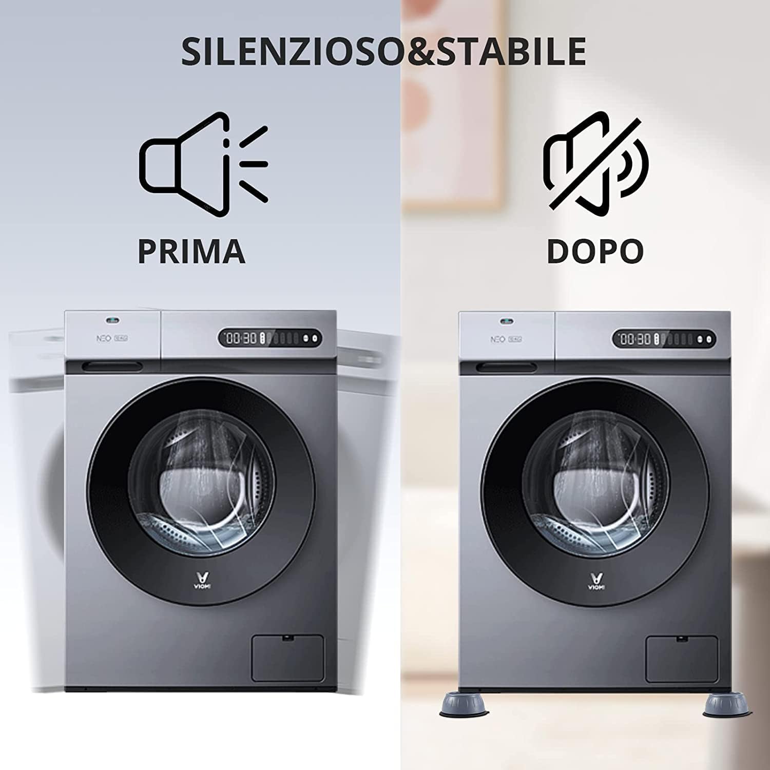 Vibration Feet Universal Washing Machine with Rubber Shock Absorber for Washing Machines and Dryers Universal Anti-Vibration Anti-Vibration Support 4 Pieces Non-Slip Mat for Refrigerator Table